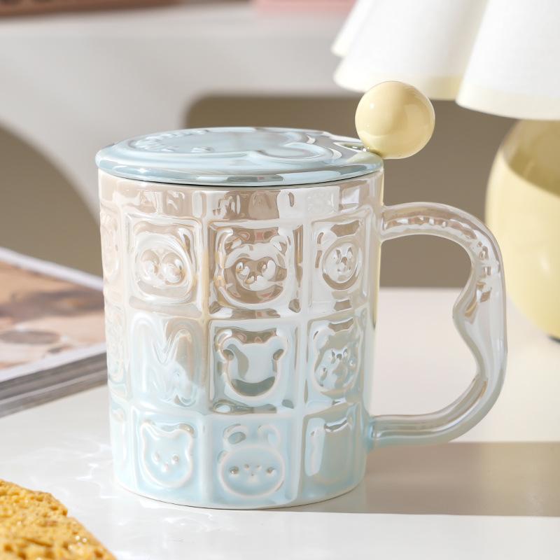 Wind Ceramic Cup With Lid High Value Home Office Couple Water Cup Gift Box Gift High Sense