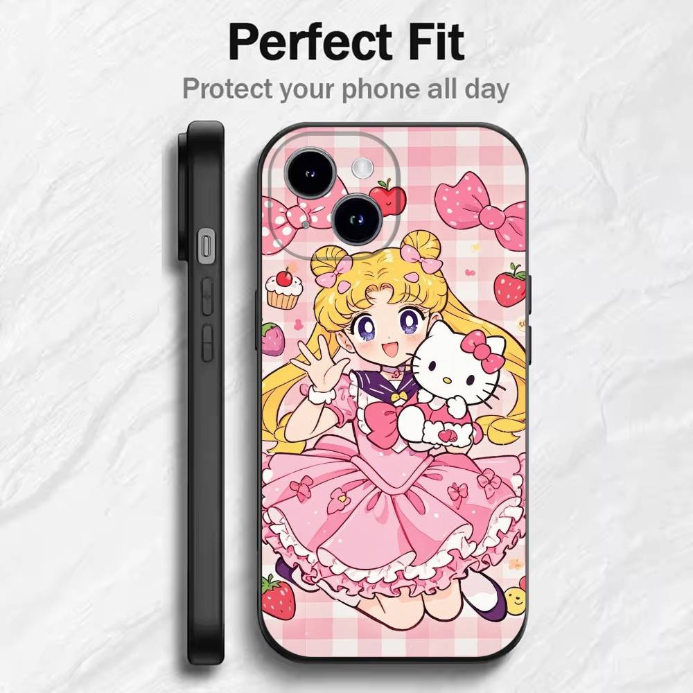

Мультяшный Чехол для Телефона S-Sailor M-Moons Для 17 16 15 14 13 12 11 Mini XS XR X 6S 6 Pro Max Plus Черный Мягкий Чехол iPhone15pro