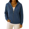 Women's casual hooded zipper long-sleeved loose pullover multi-color sweatshirt