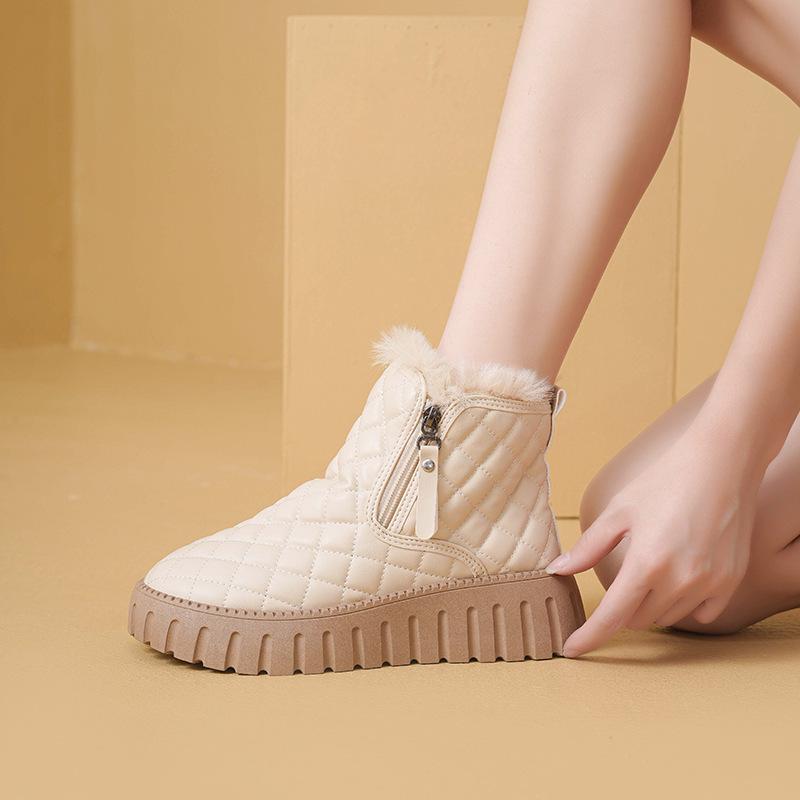 

Women s Warm Fleece-Lined Snow Boots - Versatile Winter Cotton Fashion Short Boots 38