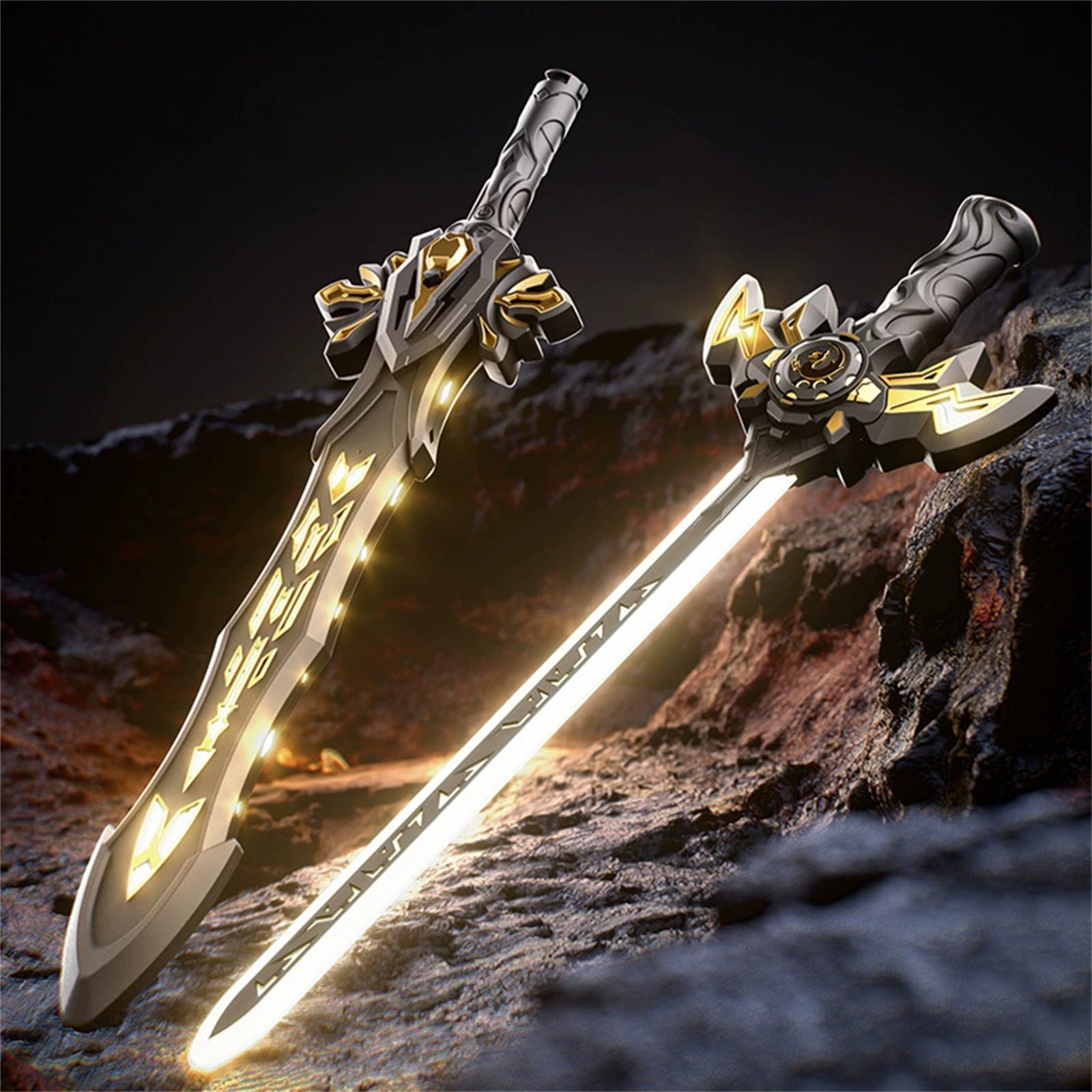 LED Light Sword Toy for Kids Dual-Mode Sound and Light Effects Durable Plastic Blade Role Play Toy Gift for Boys and Girls One Size