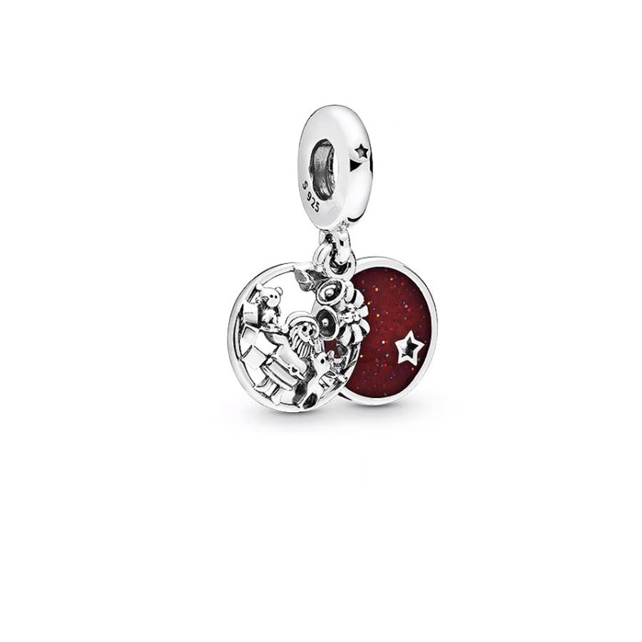 NEW Sparkling Red Series Charm Bead Clip Fit Original Silver Bracelet DIY Jewelry Christmas Gift Reindeer Motorcycle Dangle