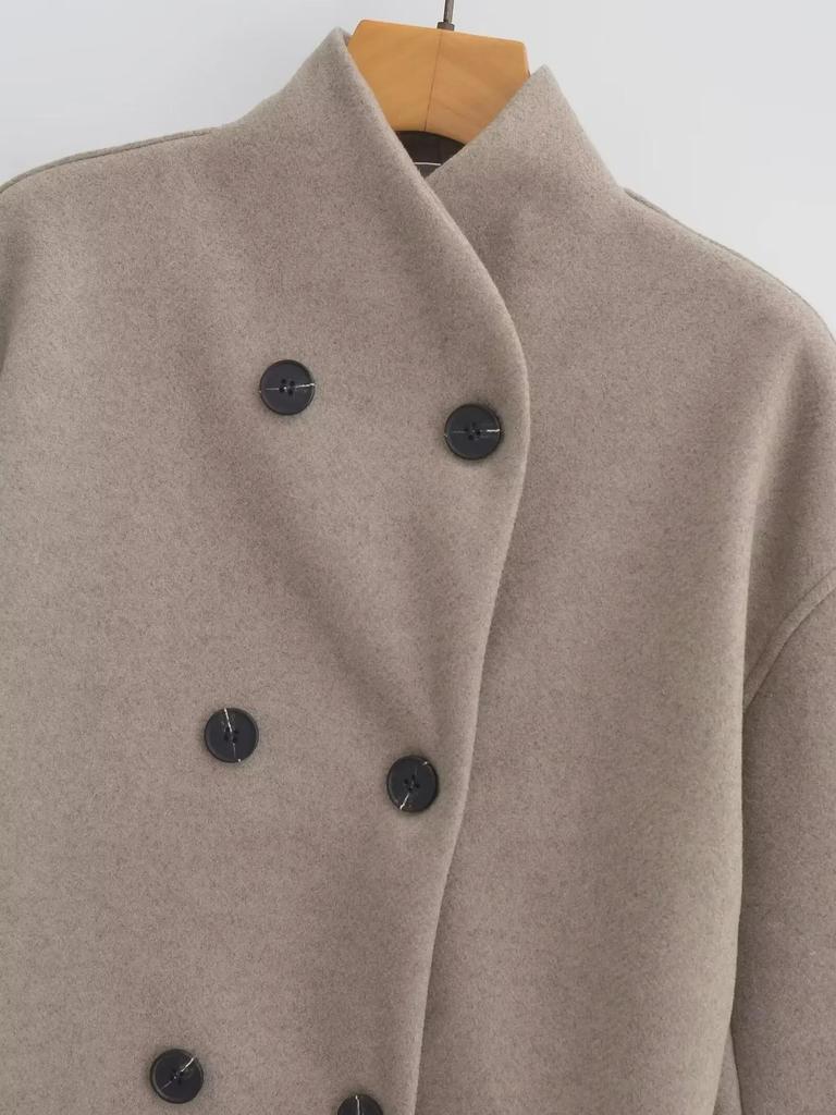 2024 Autumn/Winter Women's Two-Tone Wool Coat: European & American Street Fashion