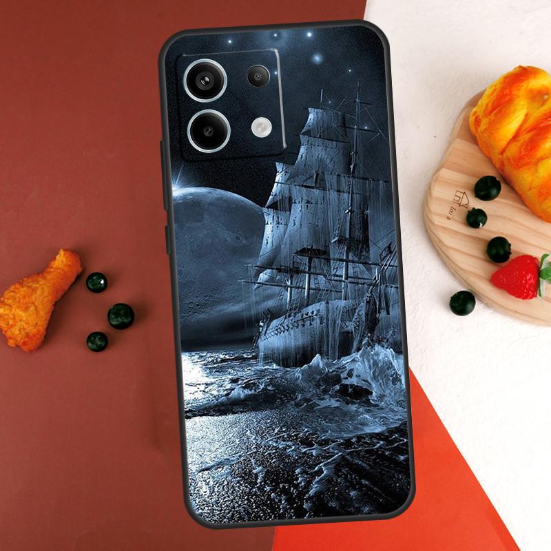 Sailing Pirate Ship Boat Case For Xiaomi Redmi Note 14 13 Pro 9 10 11 12 Pro 10S 11S 12S Redmi 13C 10C 12C 14C Coque