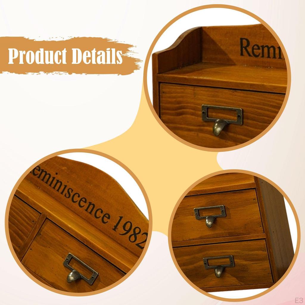 Desk Drawer Case Multifunctional Wooden Organizer Storage Cabinet Box for Makeup Supplies Rustic