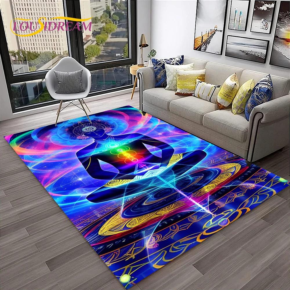 Naturalize Yoga Meditatie Regenboog 7 Chakra Zacht Tapijt Kleed voor Huis Woonkamer Slaapkamer Bank Deurmat Decor, Antislip Vloermat