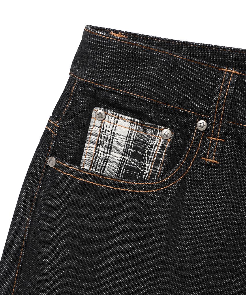 CAVISH W Check Denim Pants Black(Cv2Fffd110A)