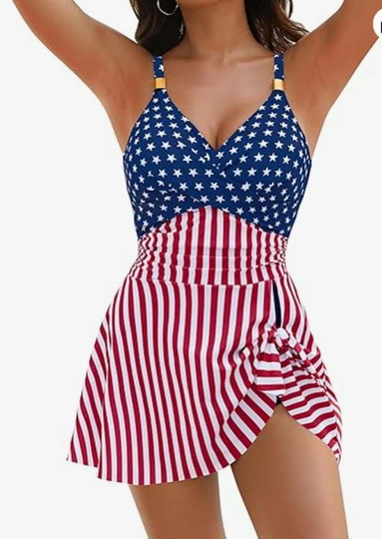 Women's Slimming Cross-Back Multi-Color One-Piece Swimsuit