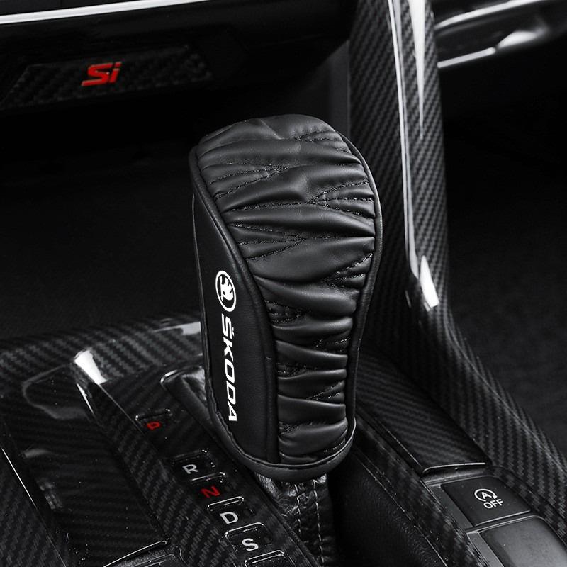 ATSS5 Car Shift Handle Cover Leather Non-slip Wear-resistant For Skoda Octavia A5 A7 Fabia 1 Superb Kamiq Rapid Yeti Auto Accessories