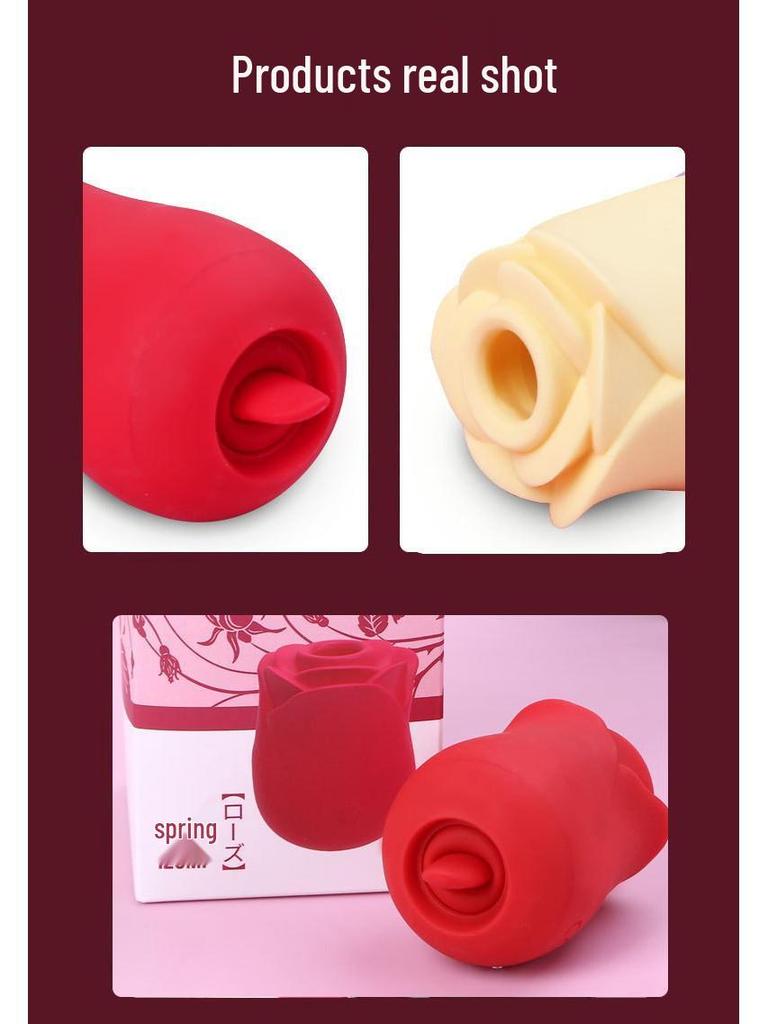Spring Rose Erotic Tongue Vibrator - Wearable Rose Licking Toy for Women