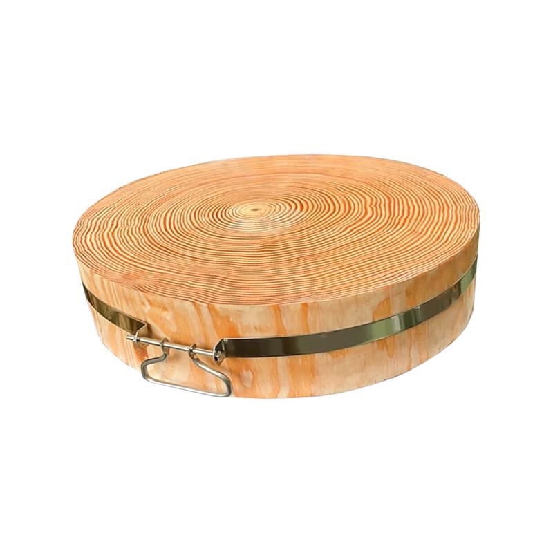 Pine Wood Round Cutting Board with Steel Handle
