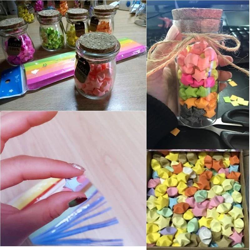540Sheets Origami Stars Paper Strips Folding Paper Colorful Double Sided Lucky Star Origami DIY Hand Arts Make Home Decoration