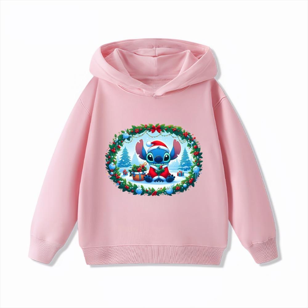 Disney Christmas Clothes Stitch Children's Hoodies Boys' and Girls' Clothing Autumn and Winter Warm Childrens Hooded Sweatshirts