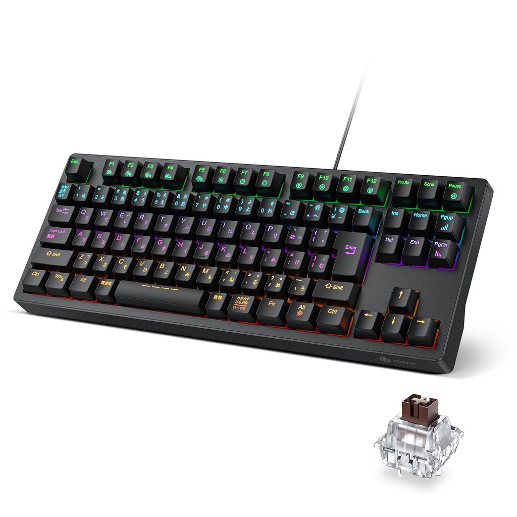 IClever Gaming Brown Mechanical Japanese 91 24 Pro počítač Klávesnice G06 kompatibilní s Windows, Tenkeyless, Axis, Klávesnice, Rozložení, Kabelové, Klávesy, 80%