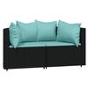 VidaXL Garden Corner Sofas and Cushions 2pcs Black Wicker, Sofa, Garden Sofa, Sectional Corner Sofa, 319806