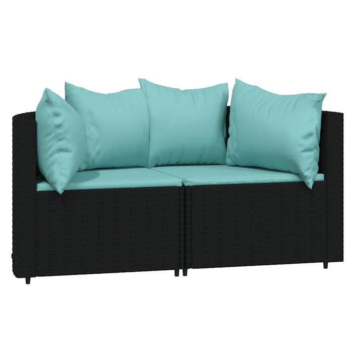 VidaXL Garden Corner Sofas and Cushions 2pcs Black Wicker, Sofa, Garden Sofa, Sectional Corner Sofa, 319806