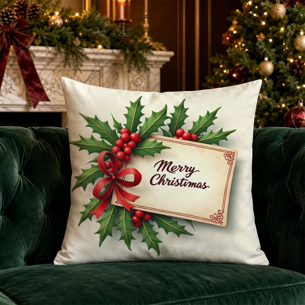 Merry Christmas Pillow Covers Pattern Cushion Cover Suitable for Sofa Bedroom Car Pillow Cover