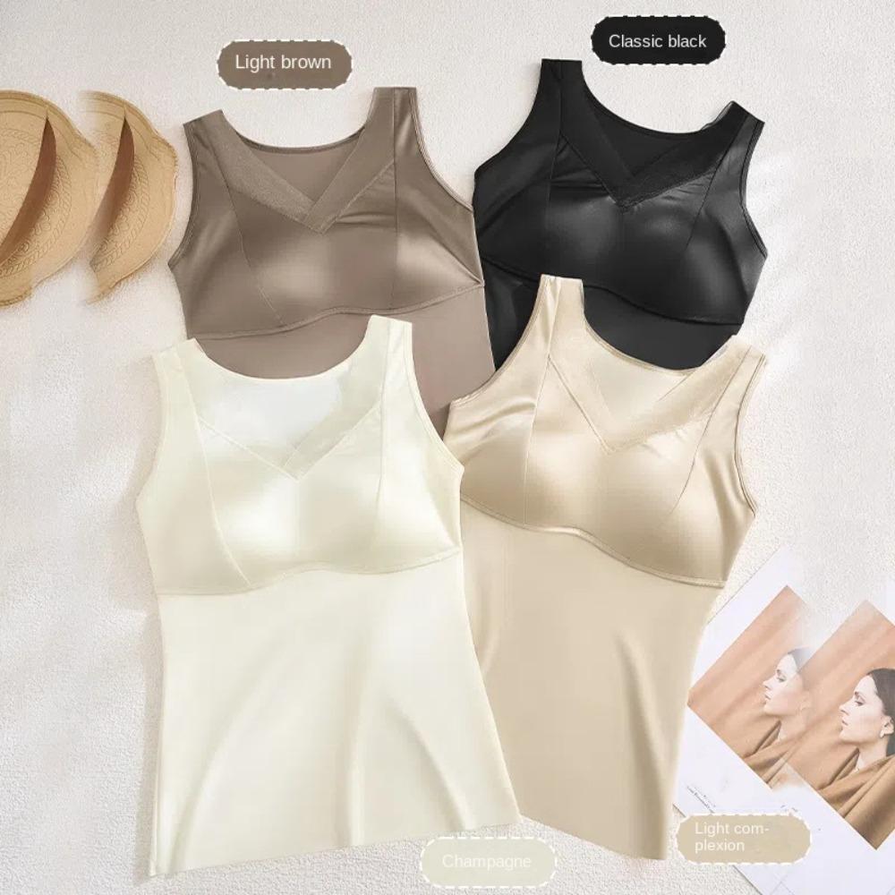Non Trace Satin Corset Deep V-neck Crop Tops Elegant Suspender Vest  Daily