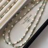 Elegant Green Stone & Mother-of-Pearl Bamboo Necklace – Women's Mixed Metal Choker