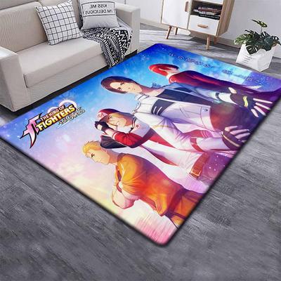KOF Anime Belle Peinture Tapis pour Salon Grande Surface Tapis Noir Doux Tapis Décoration de Maison Tapis Boho Tapis Pique-Nique