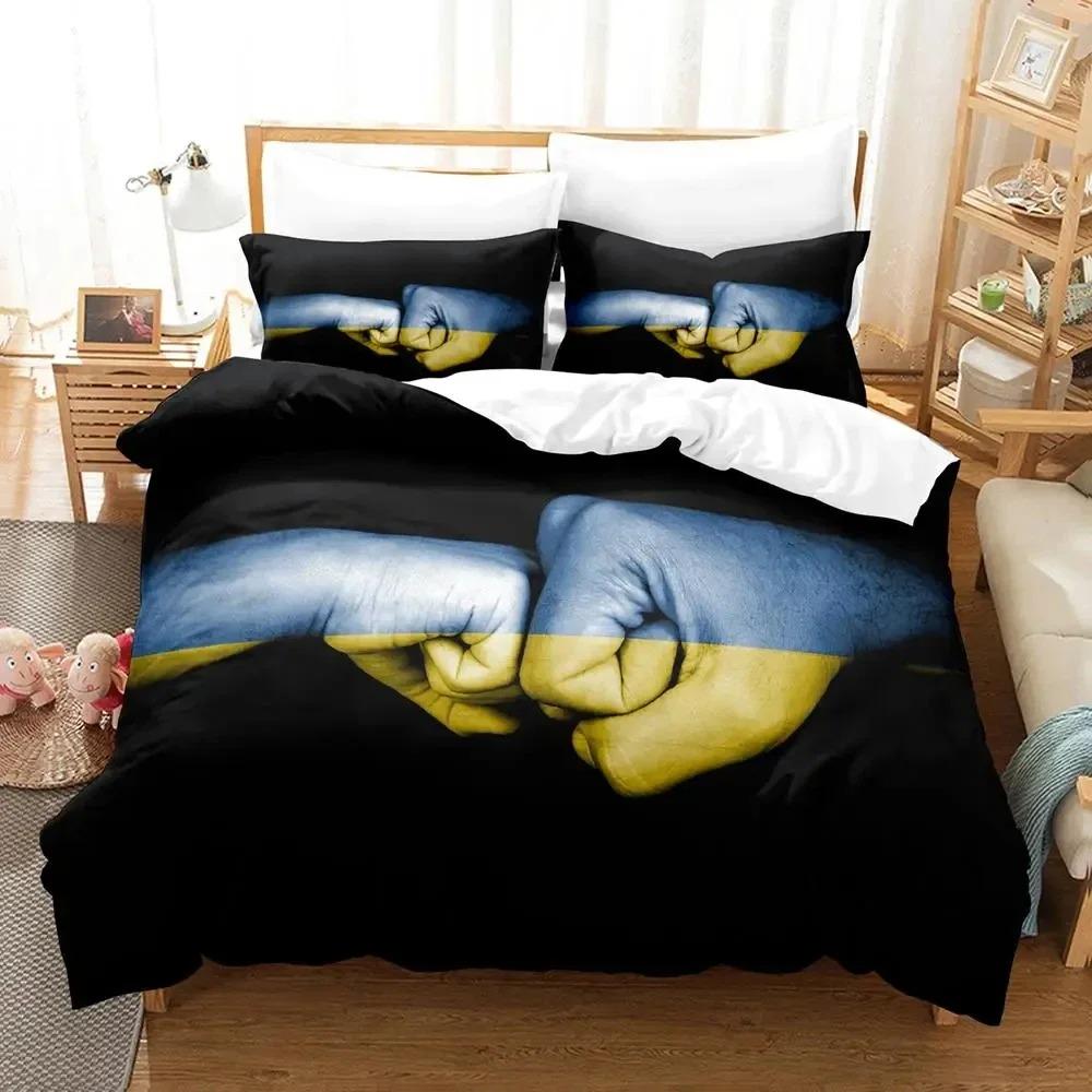 3D Tisk Ukrajinská Vlajka UKRAJINA Ložní Souprava Povlak na Přikrývku Sada do Postele Povlak na Peřinu Povlak na Polštář Peřina King Queen Size Chlapci Dospělí
