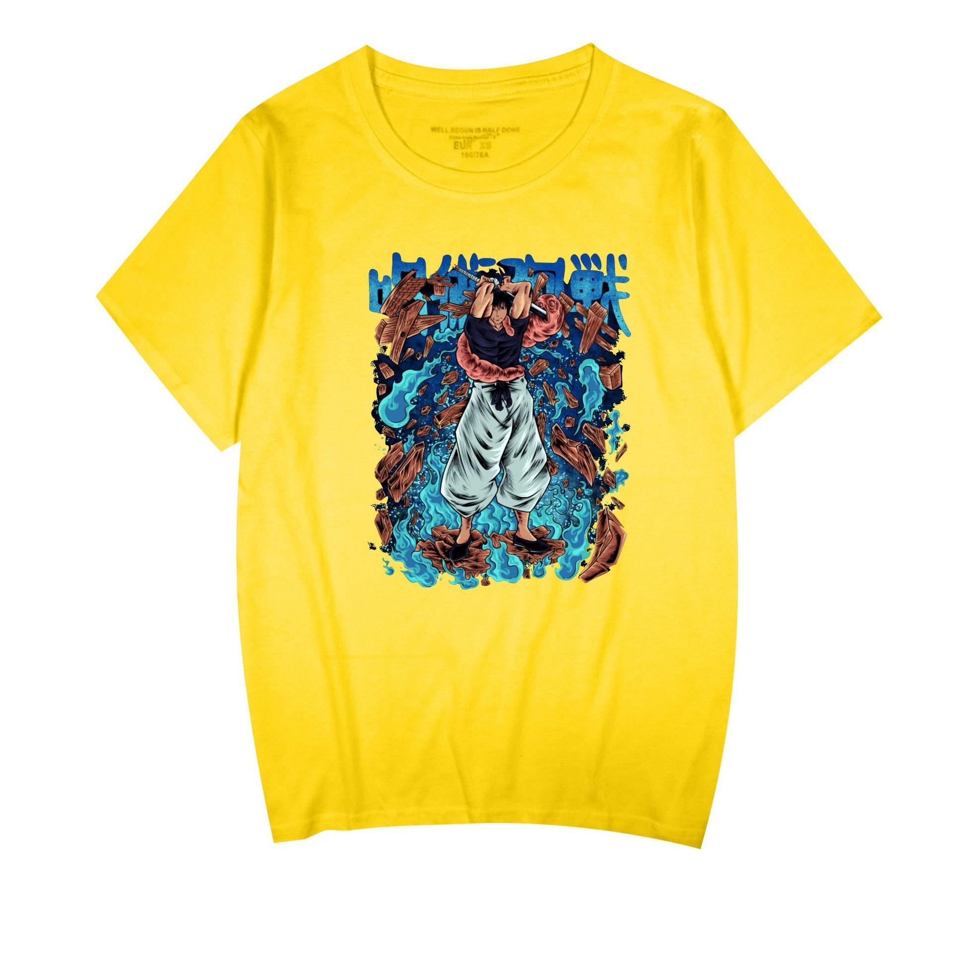 

Jujutsu Kaisen Anime Tshirt Summer Short Sleeve Tee Shirt Cartoon T Shirt Fitness Tops XXS жовтий
