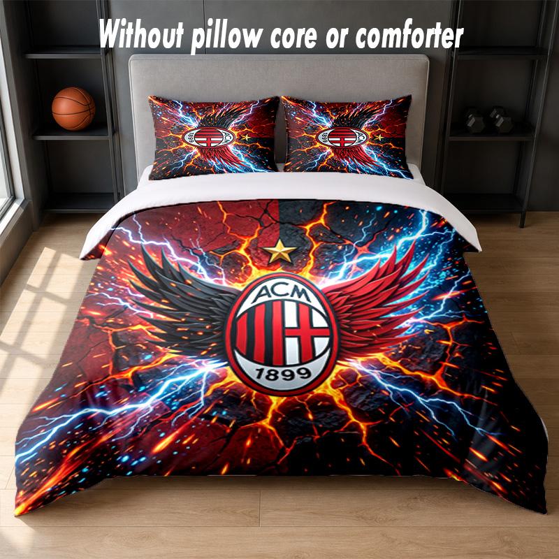 AC Milan Design Bed Bedding Set 1 Duvet Cover + 2 Pillowcases Soft Breathable Household Bed Linens