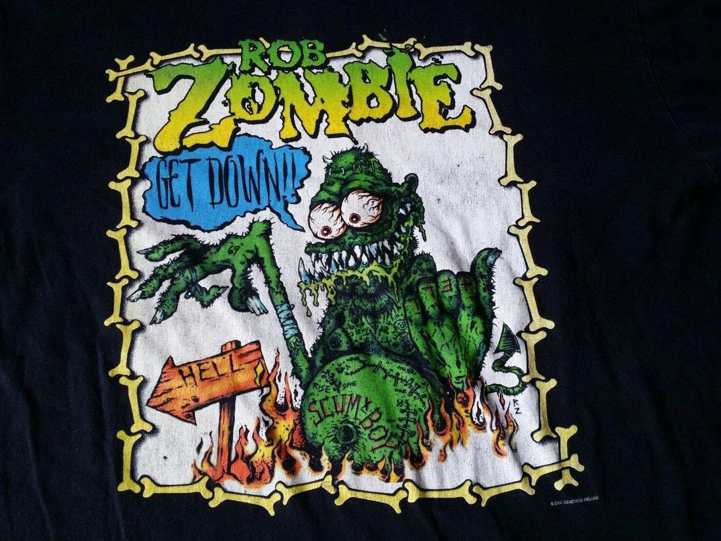 Vintage White Zombie get down Reprinted Black Unisex Cotton T-Shirt S-2XL XXL