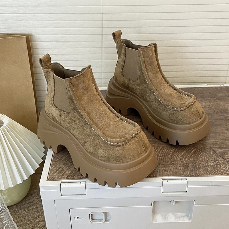 

Платформа Женские Ботильоны Повседневные Замшевые Зимние Спортивные Туфли Модные Платье Новые Ботинки 2025 Дизайнер Готика Женские Ботинки Челси 40 коричневый