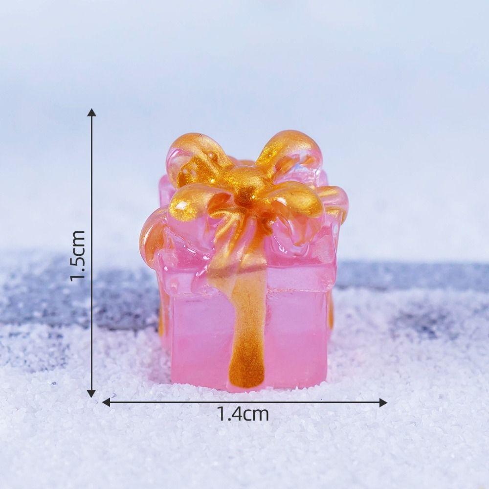 6 PIÈCES Micro Paysage Noël Boîte Cadeau Lumineuse Bricolage Mini Figurines Lumineuses de Noël Résine Dessin Animé