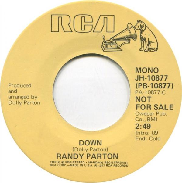 

7inch Record RANDY PARTON - Down JH10877 RCA 1981 US Country Used