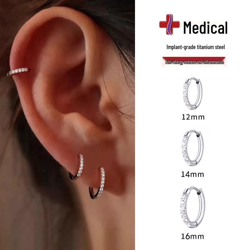 Titanium Steel Hoop Earrings for Women and Men - Plain Ear Hoops, Cartilage Studs, and Clips