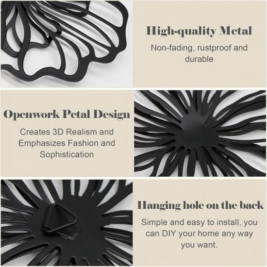 7 Piece Metal Wall Decor for Living Room, Boho Double Layered Iron Flower Wall Hanging Art, Aesthetic Indoor Metal Wall Sculpture Decor for Bedroom