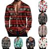 Men's Casual Christmas Shirt Jacket with Turn-Down Collar, Loose Fit, Breathable for Spring and Fall