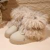 Plush Sleeve Snow Boots Winter New Round Toe Cow Suede Warm Platform Plus Size Cotton Shoes