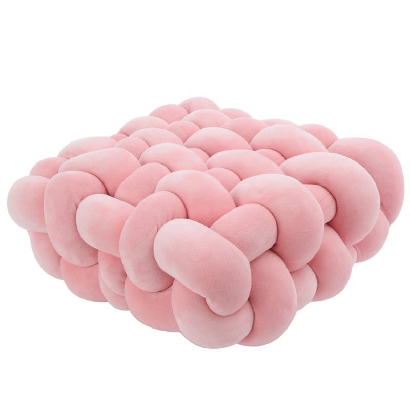 Nordic Handmade Woven Plush Square for Seat Back Cushion Knotted Stuffed Color Thick Chair Pad Floor Waist Pillow