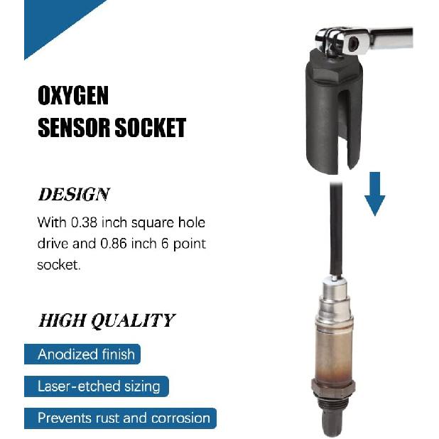 KEDAKEJI Oxygen Sensor Socket With Side Wire Cutout 3/8-Inch Drive By 7/8-Inch Fits All Vehicle O2 Removal And Tallation Offset Oxygen Sensor