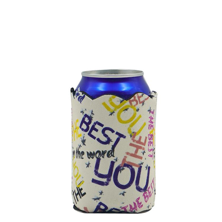 

Non-Slip Heat Insulated Beverage Holder Neoprene Can Cooler Sleeve with Various Patterned Lace Trim for Soda/Cola Cans білий