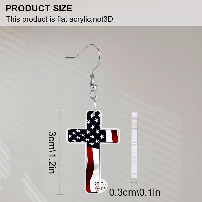 2D Flat American Flag Earrings for Women 4th of July Earrings Patriotic Star Drop Dangle Earrings for Womens Lady Independence Day Gift
