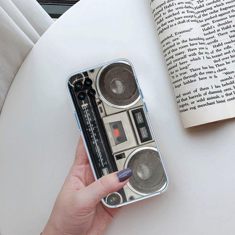 Vintage Boombox Tape Transparent Phone Case for Motorola Moto G7 G8 G9 G84 G85 G73 G24 G15 Z2 Play Power Plus