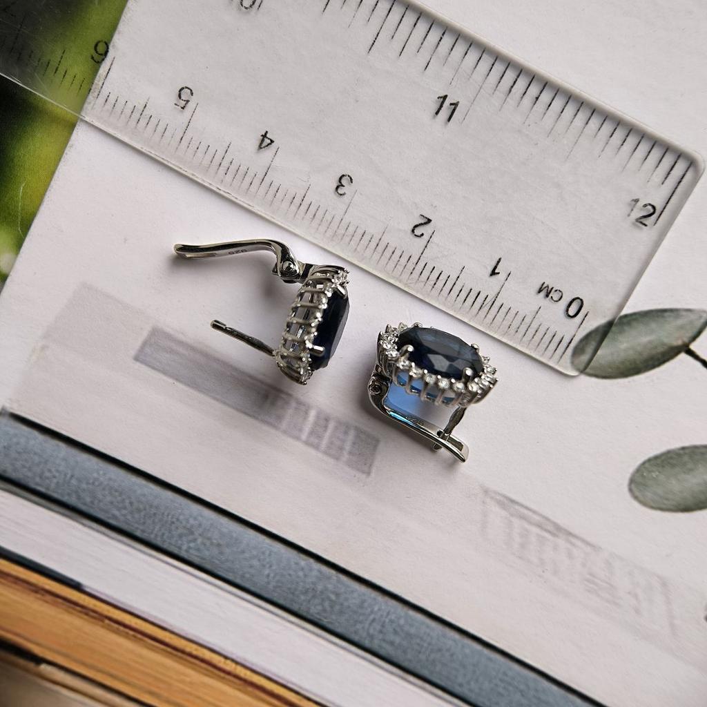 Silver Earrings with Nano Sapphire (2189145)