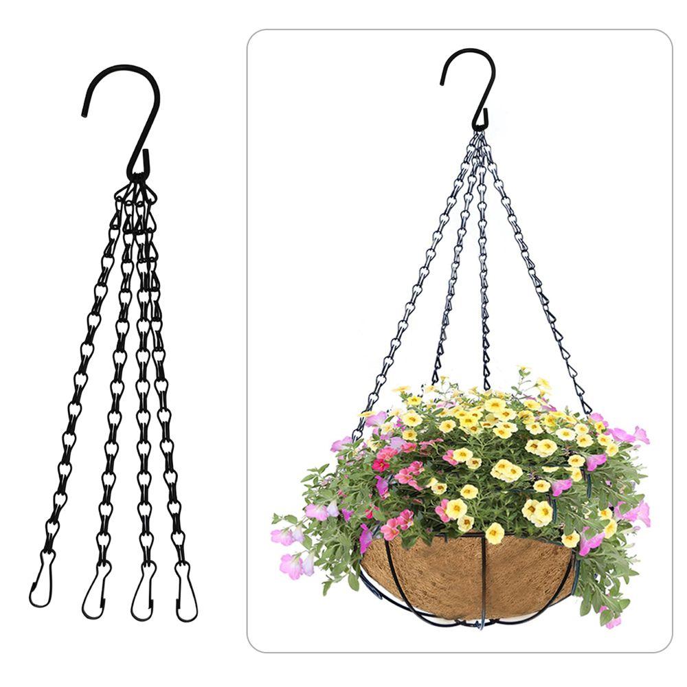 14" Hanging Basket Black/Silver Hanging Chain Replacement Plant Hangers 4 Strand Replacement Chains