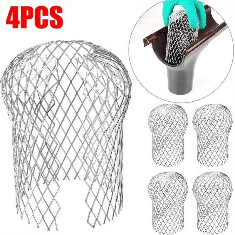 4Pcs Metal Aluminum Filter Mesh Gutter Leaf Debris Mud Trap Guards Drain Pipe Cover Downpipe Guttering System Waterproof