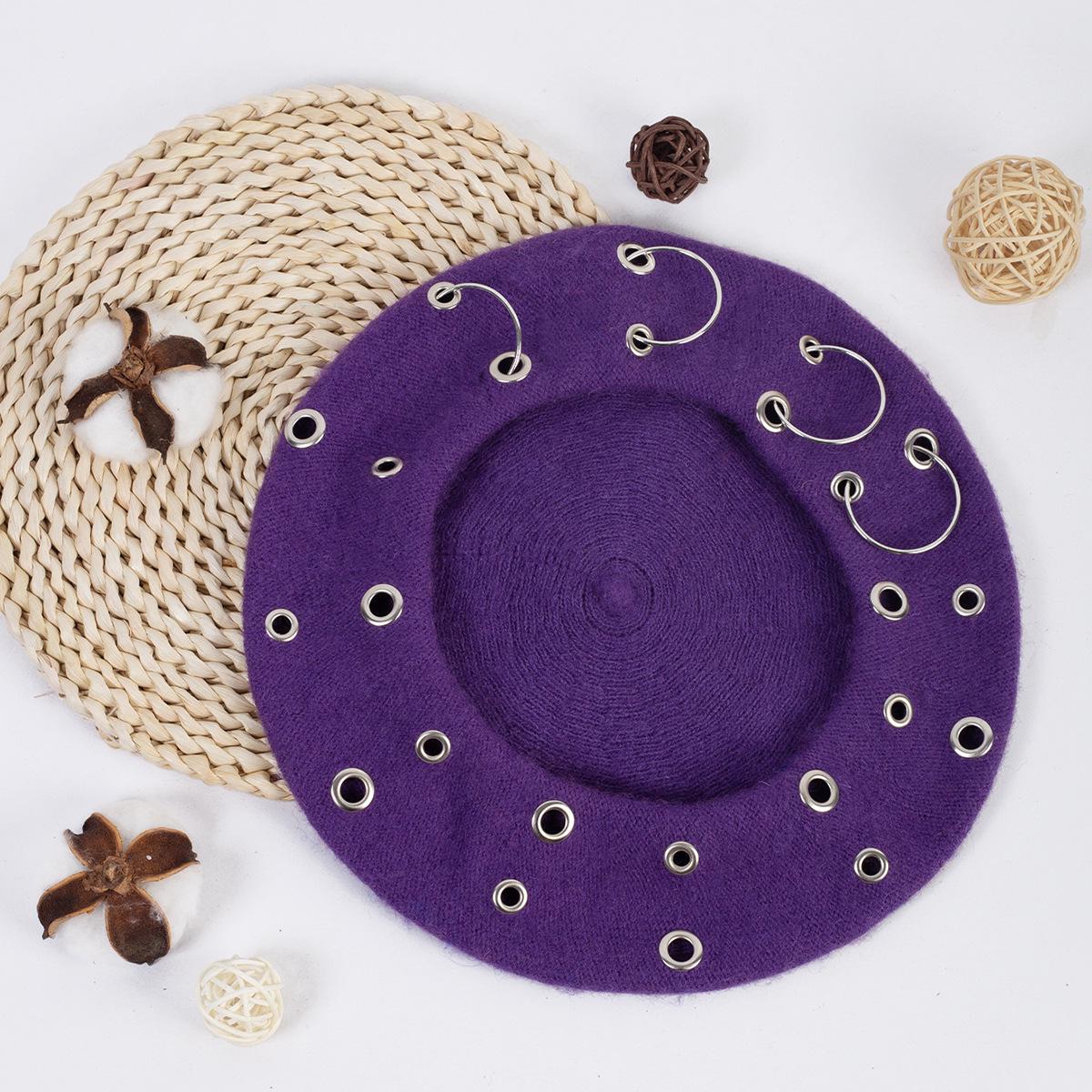 

Женский европейский и американский берет в корейском стиле, ретро, осенне-зимний 27.5*7cm фиолетовый