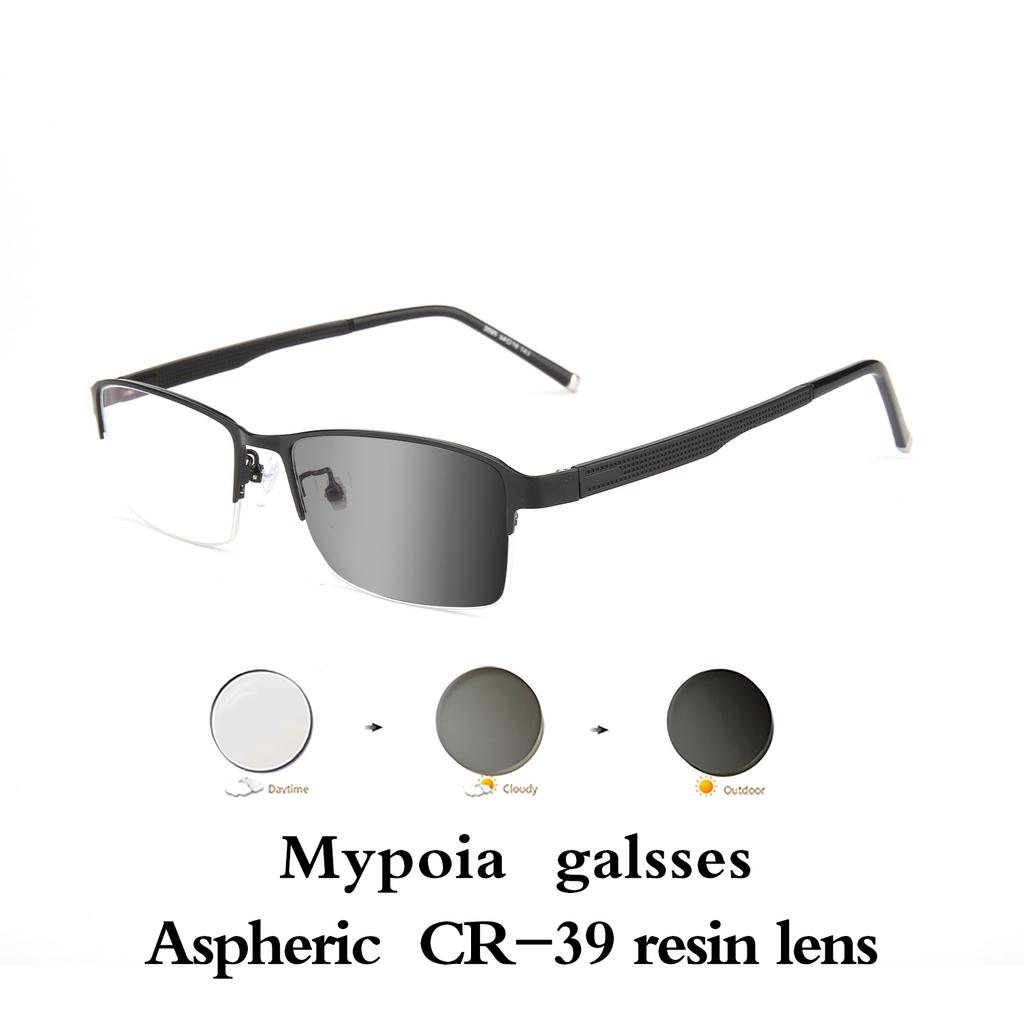 Photochromic Eye Glasses Men Women Myopia Eyeglasses Finished Glasses Students Short Sight Eyewear 0 -0.5 -1 -1.25 -1.5 -1.75 -6
