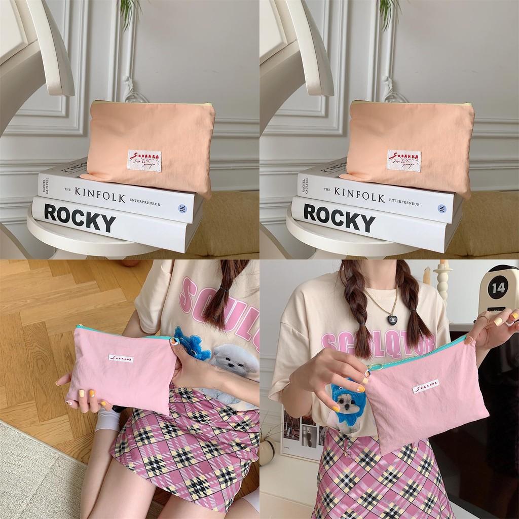 Korean Small Designer Ice Cream Color Makeup Bag Letter Handbag For Daily Use