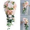 Beautiful Silk Flower Bouquet Quality Champagne Teardrop Bridal Bouquet Silk Flower for Weddings