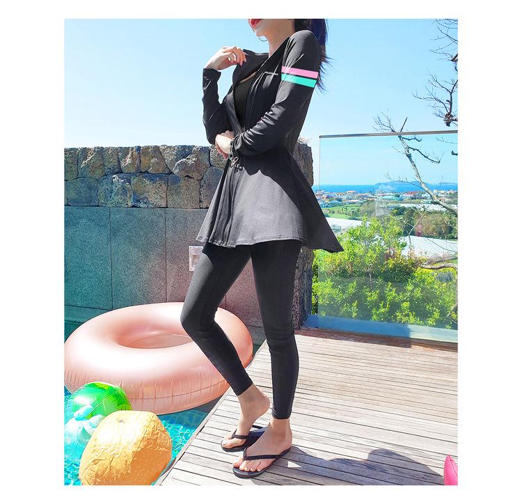 New Plus Size Conservative Long Sleeve Swimwear: Slimming, Belly-Concealing, Sun Protection, Student Sport Style, Diving Suit.