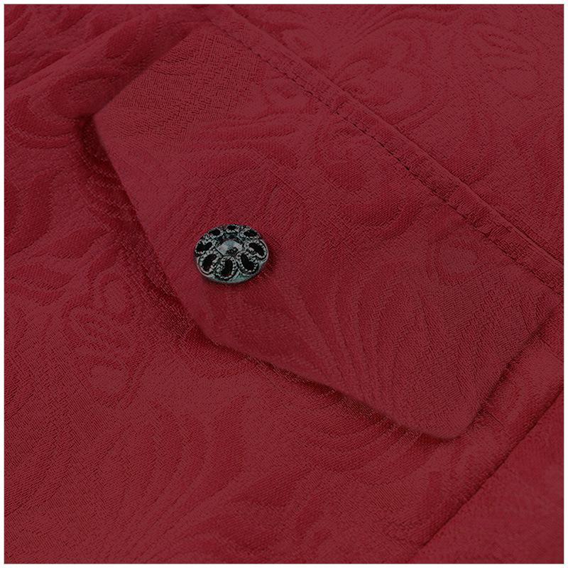 Men's European & American Punk Retro Jacquard Overcoat with Stand Collar and Ruffle Shirt Set (2024)