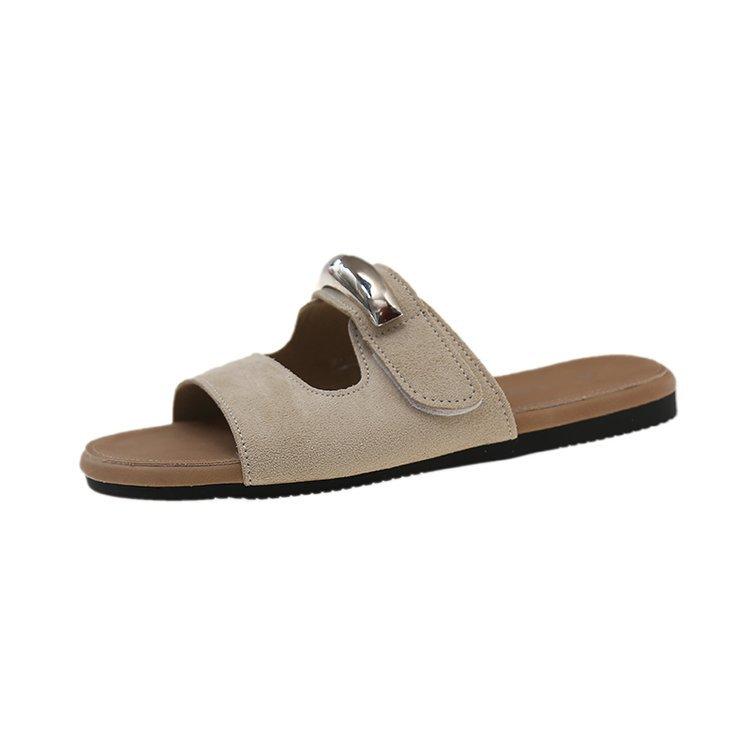 Internet celebrity super fire Velcro flat bottom slippers women's summer fashion wear soft bottom ugly cute summer casual cool slippers